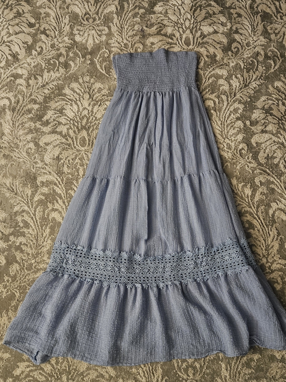 SHEIN Light Blue Smocked Strapless Dress